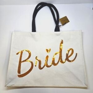 NEW Nicole Miller Bride Sequin Large Canvas Tote Bag Honeymoon Shower